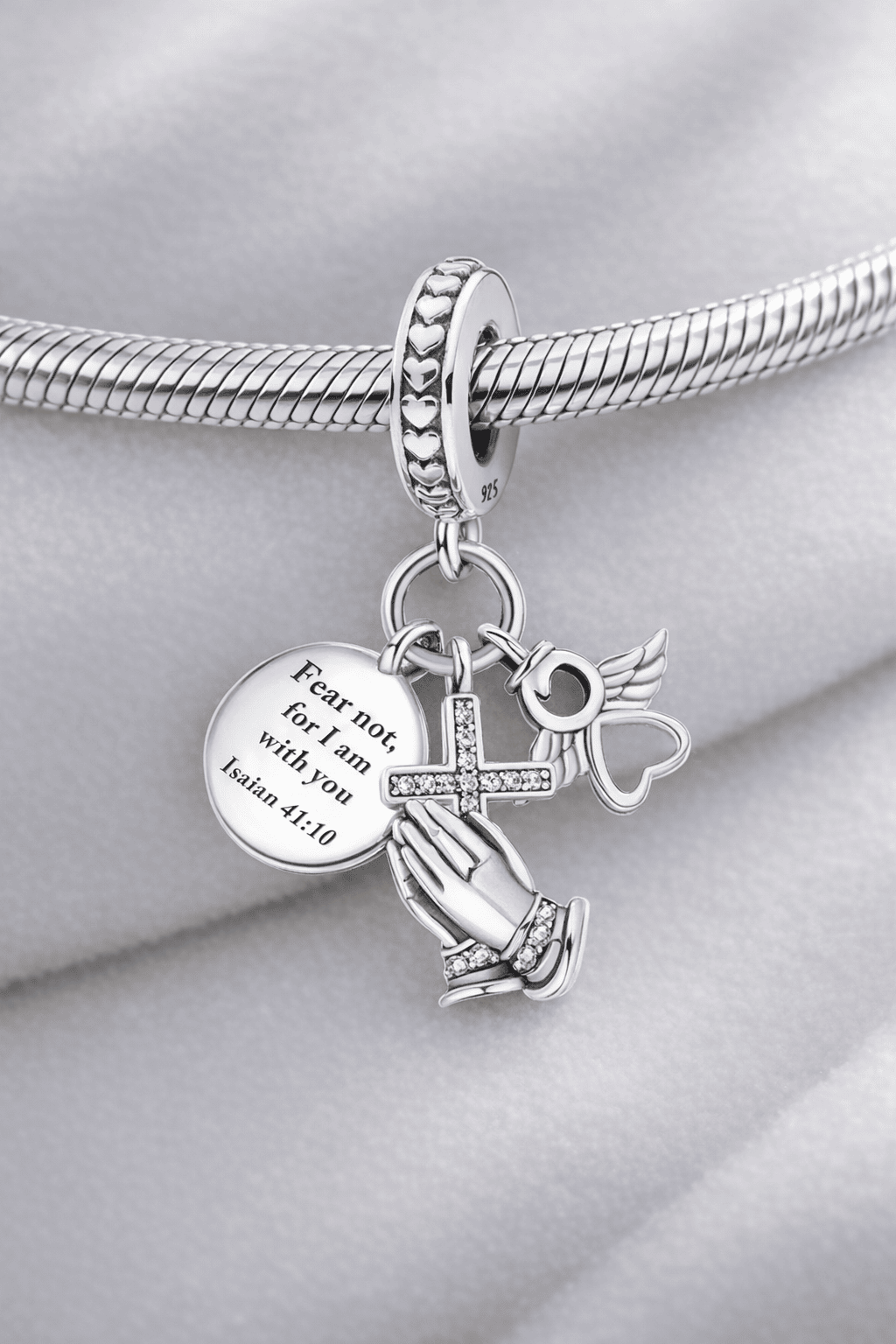 Silver Plated Angel Cross Charm