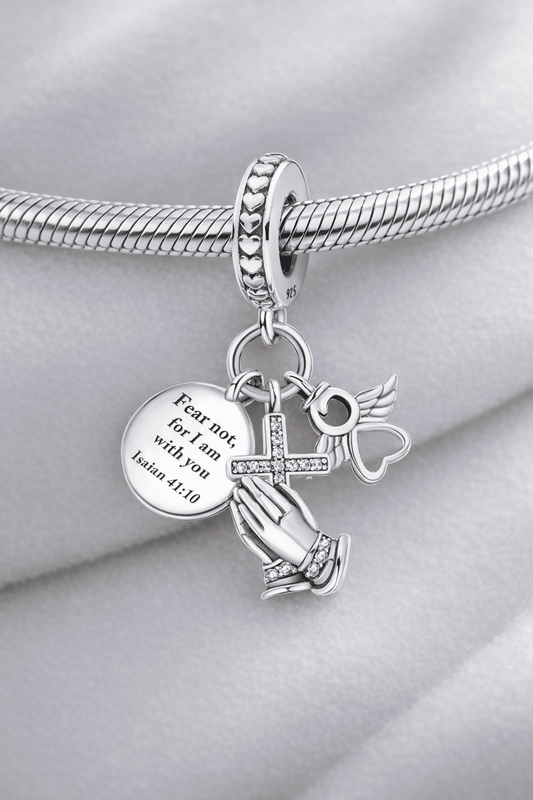 Silver Plated Angel Cross Charm