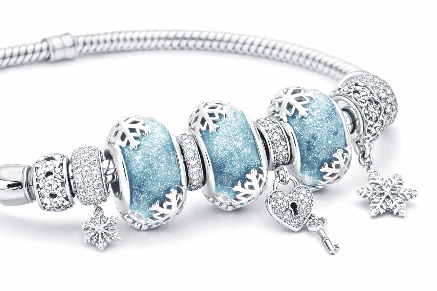 Arctic Shimmer Snowflake Glass Charm