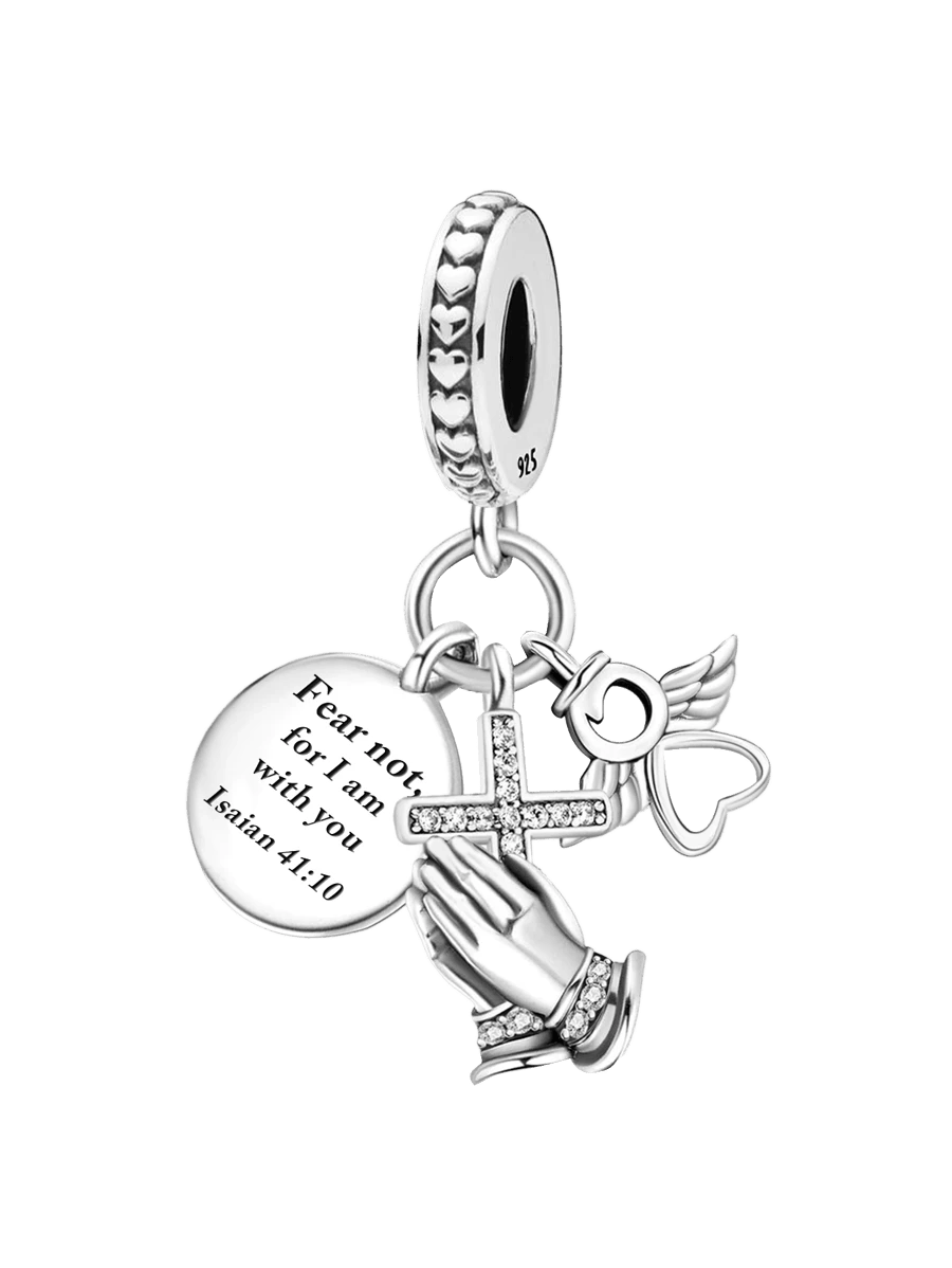 Silver Plated Angel Cross Charm