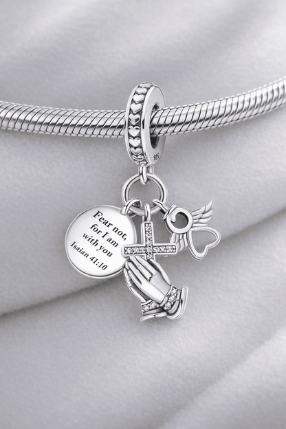 Silver Plated Angel Cross Charm