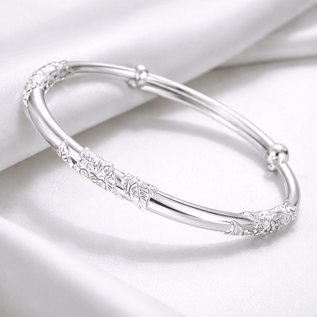 Silver Floral Bangle