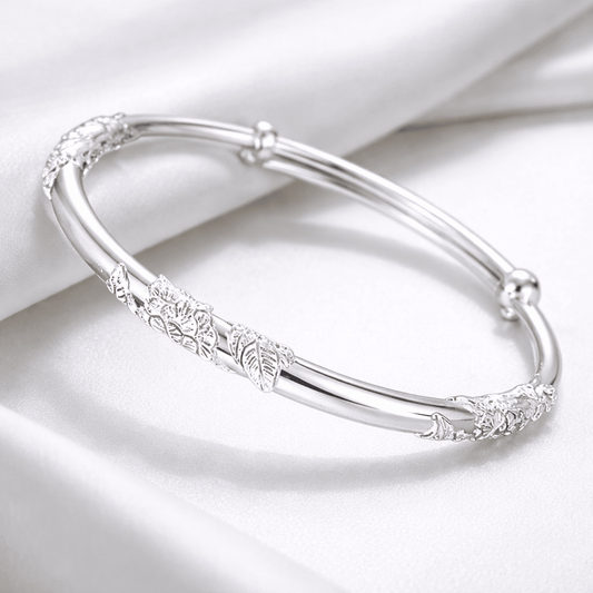 Silver Floral Bangle