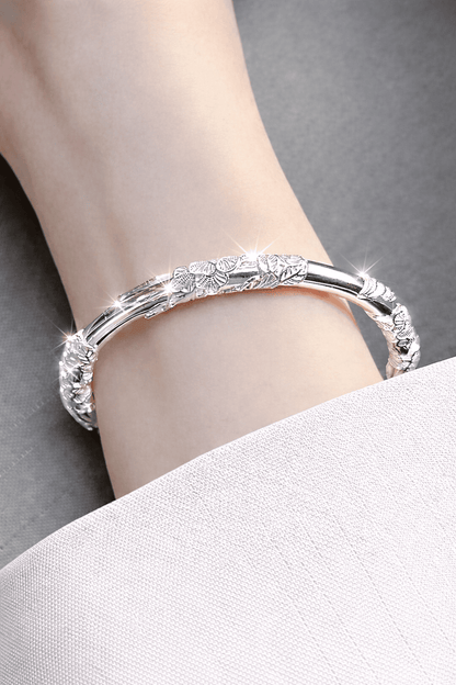 Silver Floral Bangle
