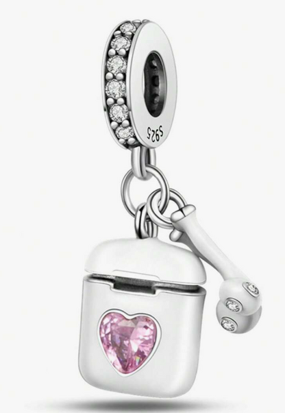 Pink Heart Pod Charm