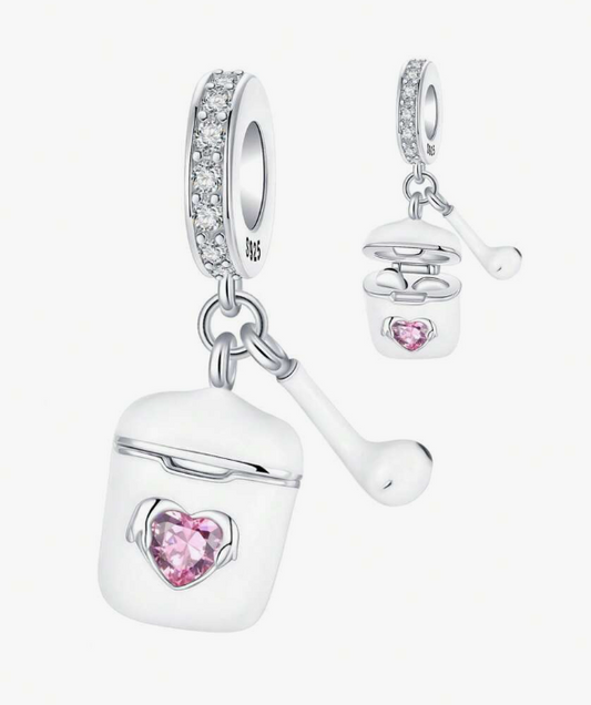 Pink Heart Pod Charm