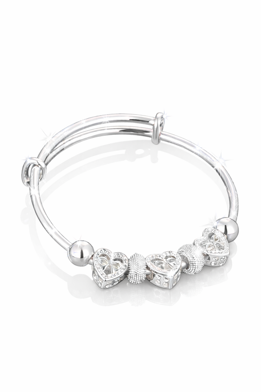 Adjustable Heart Beads Bangle