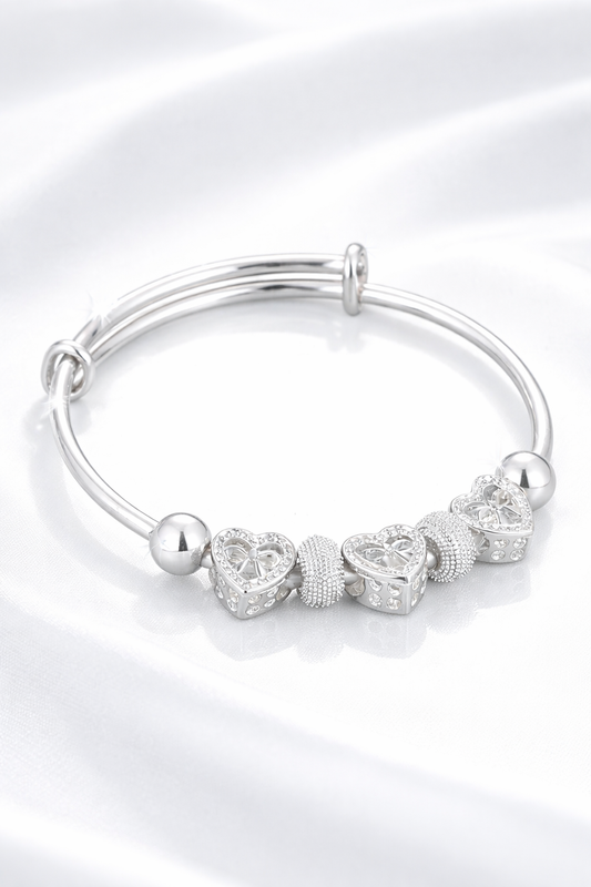 Adjustable Heart Beads Bangle