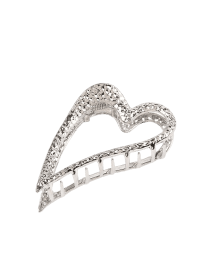Elegant silver heart hair claw