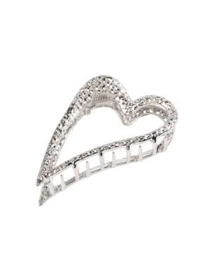 Elegant silver heart hair claw